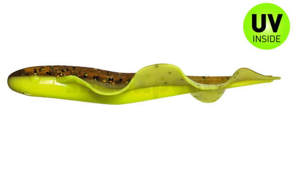 001508B110 Wing Shad 3" (ca. 8,5 cm) fluogelb  / olivebraun-Glitter