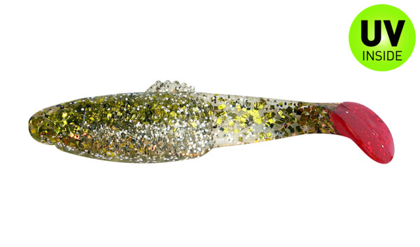 001413B127RT Diamond Shad 5" (ca. 13,5 cm) klar silber Glitter / chartreuse Glitter / red tail