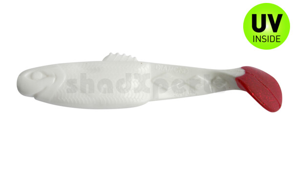 001413001RT Diamond Shad 5" (ca. 13,5 cm) reinweiss / Red Tail