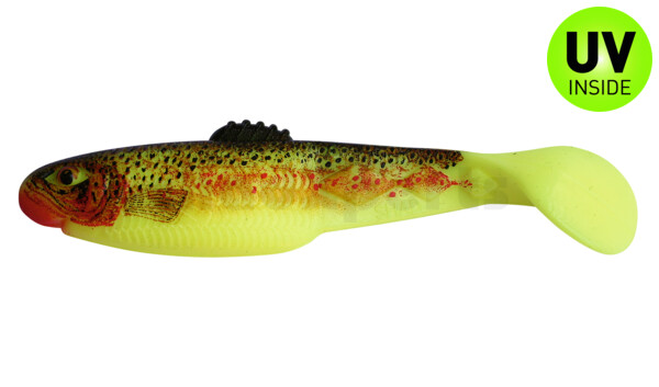 001410055F Diamond Shad NATURE 3,5" (ca. 10,0 cm) fluogelb / Bachforelle