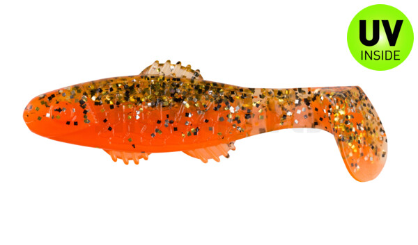 001008B032 Killer Shad 3" (ca. 8,0 cm) orange / klar gold,schwarz Glitter