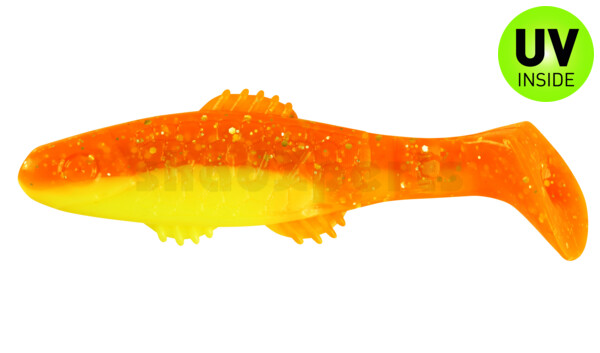 001008B033 Killer Shad 3" (ca. 8,0 cm) fluogelb  / orange-silber Glitter