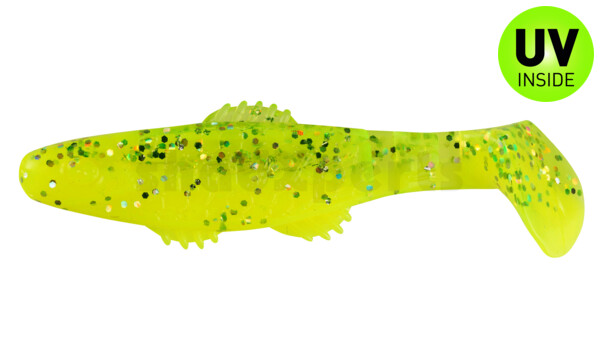 001008B034 Killer Shad 3" (ca. 8,0 cm) fluogelb  / fluogrün-Glitter