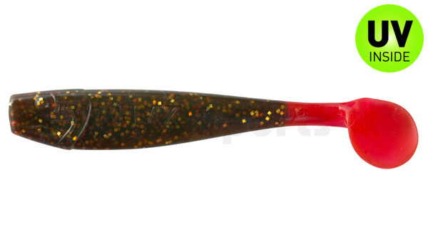 002011092RT King-Shad 4" (ca. 11,0 cm) motoroil-gold-Glitter / red tail