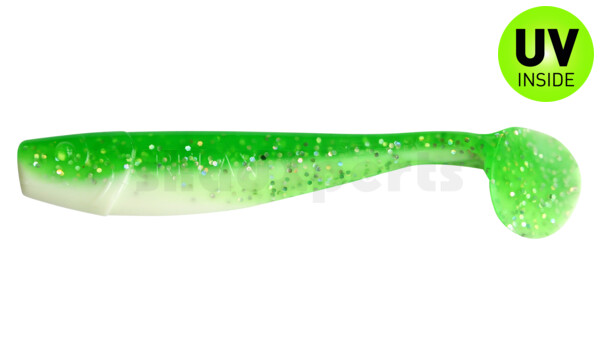 002014B125 King-Shad 5" (ca. 14,0cm) reinweiss / grün-Glitter