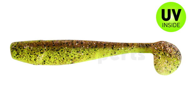 002014B150 King-Shad 5" (ca. 14,0cm) fluogelb  / klar kupfer, schwarz Glitter