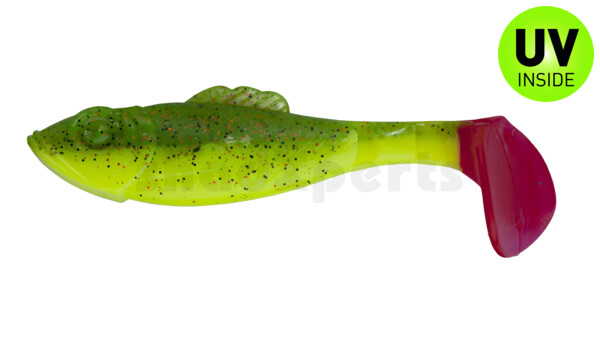 003311B002RT Super Shad 4"" silk  / green-glitter / red tail