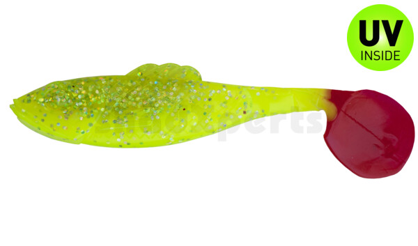 003311B034RT Super Shad 4"" silk  / fluogreen-glitter / red tail