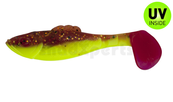 003311B110RT Super Shad 4"" silk  / olivebraun-glitter / red tail