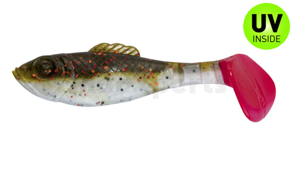 003311B188RT Super Shad 4"" white / olive-tree-glitter / red tail