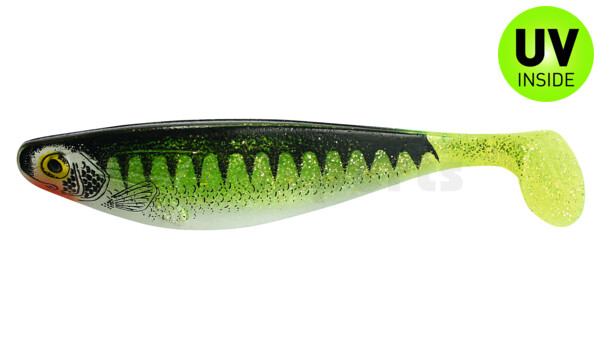 R423-066Z USA Printer 9" (ca. 23,0 cm) grün(chartreuse)Glitter / Zander / Bauch: weiß