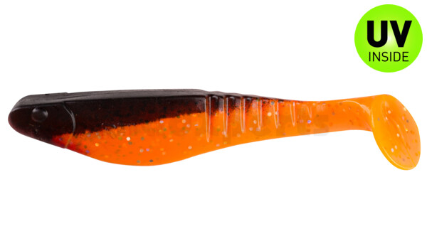 000812122 Shark 4" (ca. 11,0 cm) klar fluoorange-Glitter / schwarz