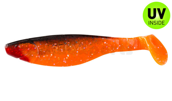 000212122 Kopyto-River 4" (ca. 11,0 cm) klar fluoorange-Glitter / schwarz