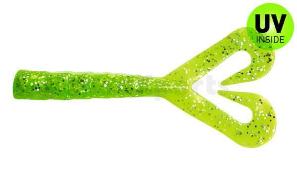 000610DT-01 Big Twin Tail 4" (ca.10cm) fluogelb-grün Glitter