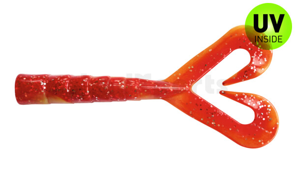000610DT-04 Big Twin Tail 4"(ca. 10cm) fluogelb- rot Glitter