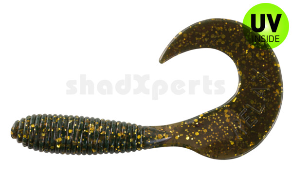 000607033 Twister 3" regulär (ca. 7,0 cm) motoroil gold glitter