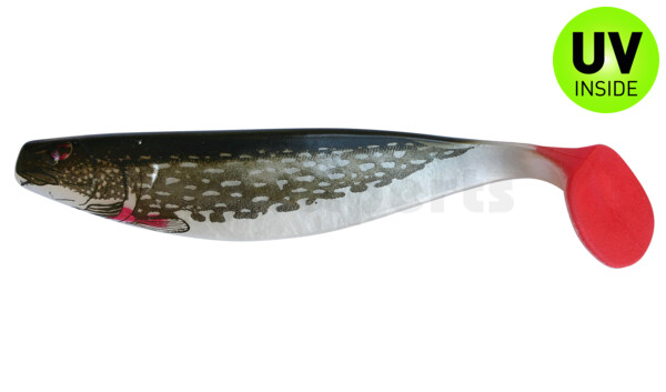 000416-007PIRT Xtra-Soft-Nature 6" (ca. 16,0 cm) perlweiss / Hecht (olive) / red tail