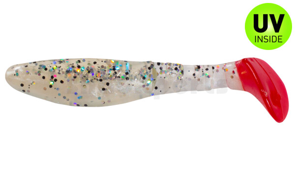 000208B004RT Kopyto-Classic 3" (ca. 8,0 cm) perlweiss / klar salt´n pepper Glitter / red tail