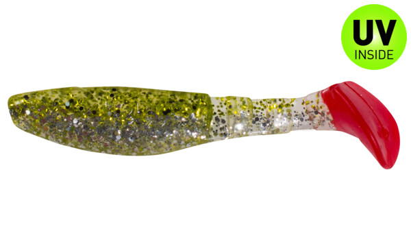 000208B127RT Kopyto-Classic 3" (ca. 8,0 cm) klar silber Glitter / chartreuse Glitter / red tail