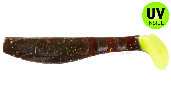 000211092FT Kopyto-Classic 4" (ca. 11,0 cm) motoroil-gold-glitter / fire tail