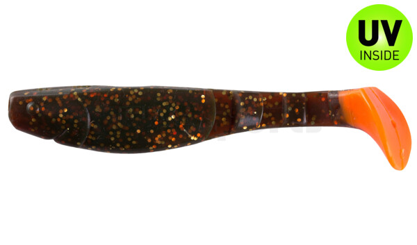 000211092OT Kopyto-Classic 4" (ca. 11,0 cm) motoroil-gold-Glitter / orange tail