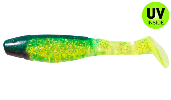 000211203 Kopyto-Classic 4" (ca. 11,0 cm) grün(chartreuse)-Glitter / blau