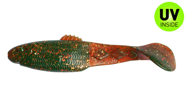 001410092 Diamond Shad 3,5" (ca. 10,0 cm) motoroil-gold-Glitter