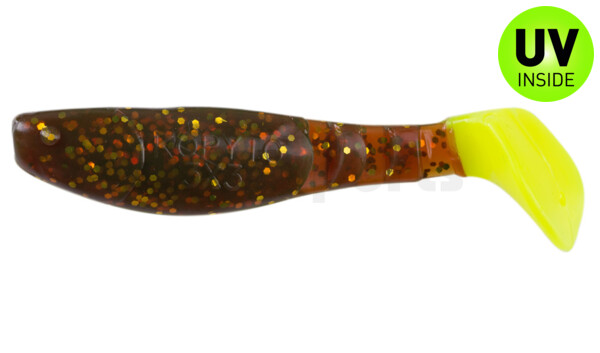 000208092FT Kopyto-Classic 3" (ca. 8,0 cm) motoroil-gold-glitter / fire tail