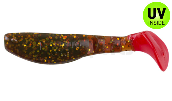 000208092RT Kopyto-Classic 3" (ca. 8,0 cm) motoroil-gold-Glitter / red tail