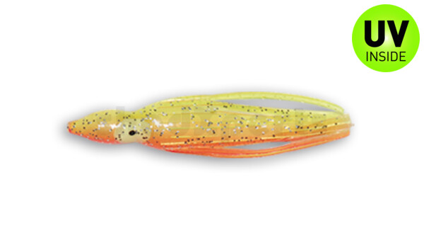 006616018 Octopus 6" (ca. 16cm) fluogelb / rot silber Glitter