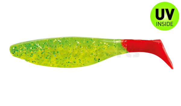 000212066RT Kopyto-River 4" (ca. 11,0 cm) grün(chartreuse)-glitter / red tail