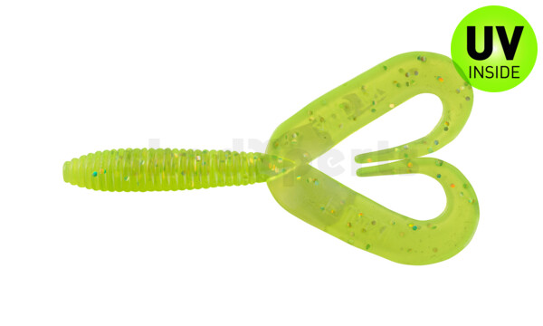 000607DT-018 Twister 3" Doubletail regulär (ca. 9,0 cm) chartreuse glitter