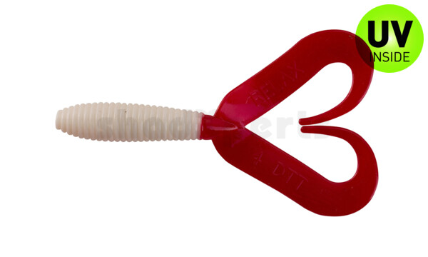 000607DT-048 Twister 3" Doubletail regulär (ca. 9,0 cm) white / red tail