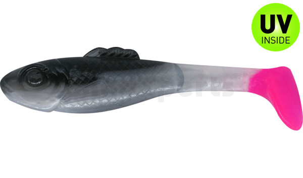 003308B016PT Super Shad 3" (ca. 8 cm) reinweiss / schwarz / Pink Tail