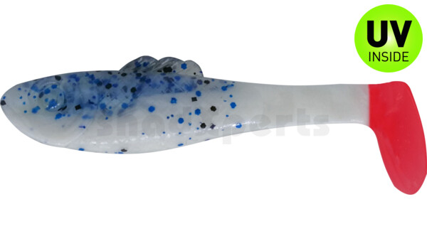 003308B078RT Super Shad 3" (ca. 8 cm) reinweiss / klar blau Glitter / Red Tail