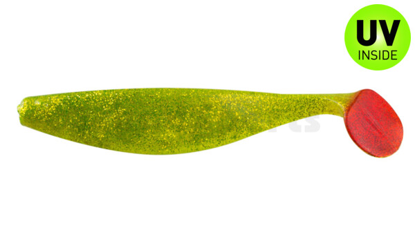 000418066RT Xtra-Soft 7" (ca. 18,0 cm) grün (chartreuse)-Glitter / Red Tail