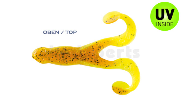 000312B110 Turbofrog 4" (ca.12,0 cm) fluogelb  / olivebraun-Glitter