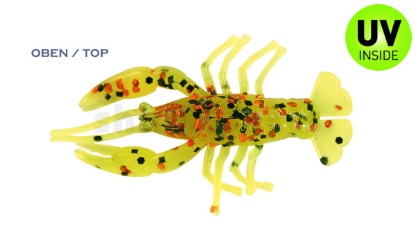 002304CF-08 Baby Crawfish 1" (4,5cm) fluogelb-kristall-gl. kupfer+schwarzer Glitter