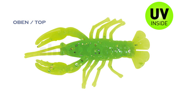002304CF-09 Baby Crawfish 1" (4,5cm) fluogelb-grün-glitter
