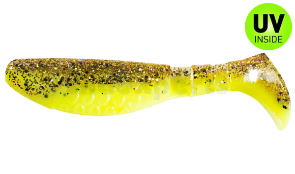 000208B150 Kopyto-Classic 3" (ca. 8,0 cm) fluogelb  / klar kupfer, schwarz Glitter