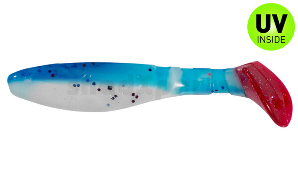 000208B078RT Kopyto-Classic 3" (ca. 8,0 cm) reinweiss / klar blau Glitter / red tail