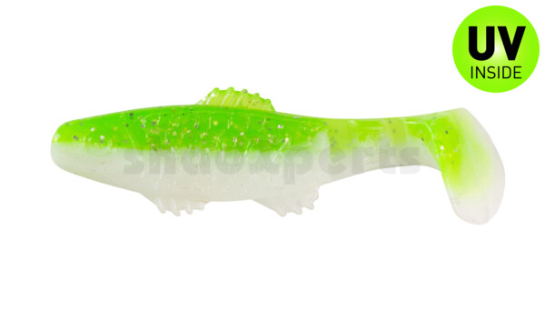 001005B125 Killer Shad 2" (ca. 5,0 cm) white / lime-silver glitter
