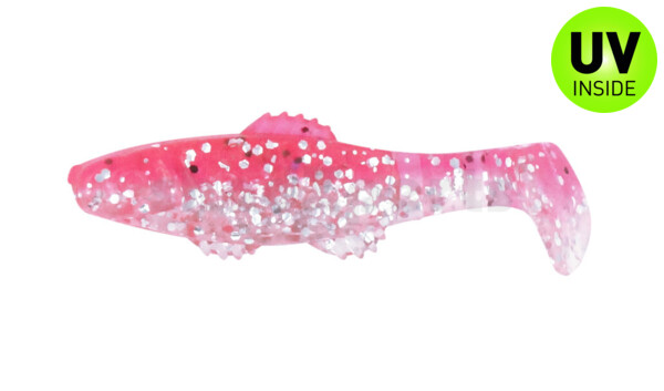 001005B315 Killer Shad 2" (ca. 5,0 cm) clear silver glitter / hot pink glitter