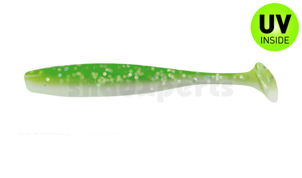 003407B125 Bass Shad 2,5" (ca. 7 cm) reinweiss / grün-Glitter
