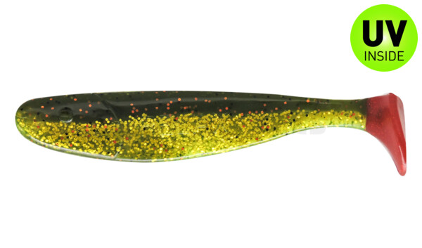 000316B173RT Jankes 6" (ca. 16,0 cm) dunkelgrün Glitter  / klar gold Glitter / red tail