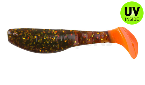 000208092OT Kopyto-Classic 3" (ca. 8,0 cm) motoroil-gold-Glitter / orange tail