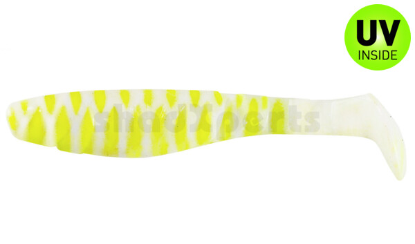 000211005A Kopyto-Classic 4" (ca. 11,0 cm) reinweiss / fluogelb gestreift
