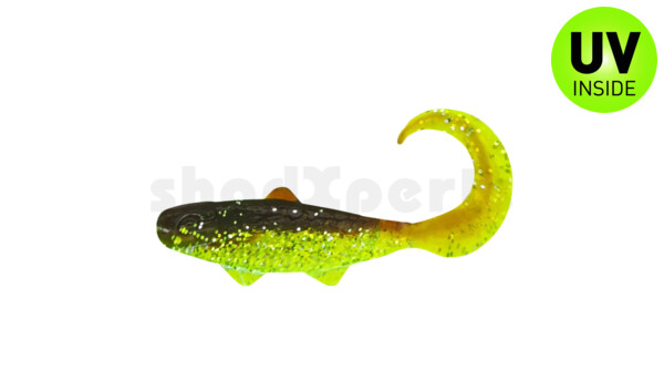 000935B054 Banjo Twister 1" (ca. 3,5 cm) chartreuse-glitter / motoroil Glitter