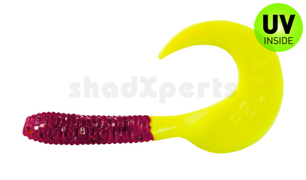 000606274 Twister 2,5" regulär (ca. 6,0 cm) violett transparent glitter / fire tail
