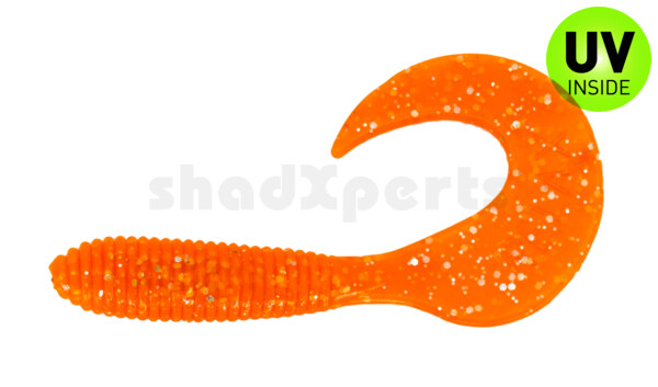 000606028 Twister 2,5" regular (ca. 6,0 cm) clear fluoorange glitter